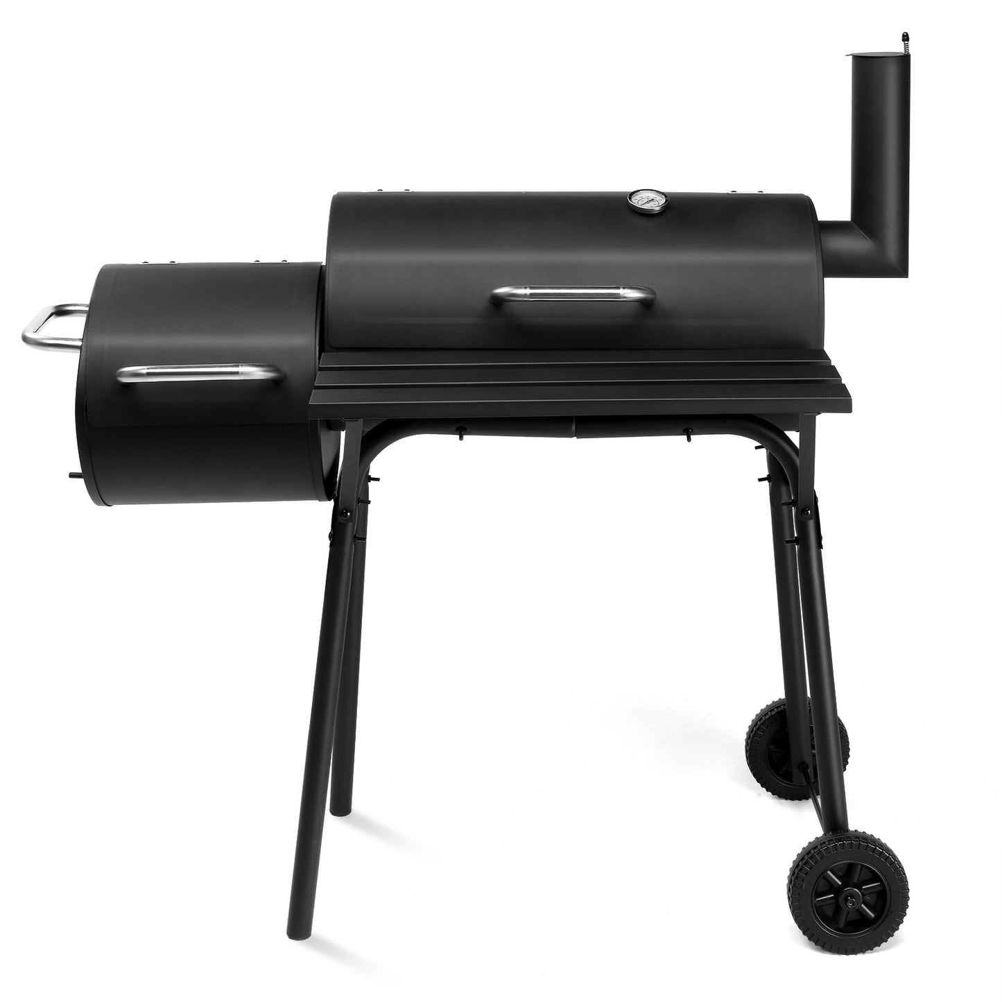 111x54x93cm Black, Double Cylinder, Wheeled, Smoked, Charcoal Grill