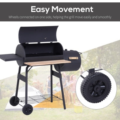 Outsunny 48 Steel Portable Backyard Charcoal BBQ Grill And Offset Smoker Combo With Wheels