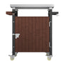 Outdoor Grill Cart With Stainless Steel Tabletop, Storage, Patio Kitchen Island With Wheels, Hooks, And Spice Rack, Waterproof Outdoor Grill Table, Movable BBQ Serving Cart Rolling Bar Cart